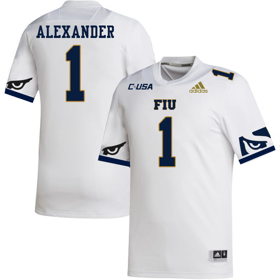 #1 Maurice Alexander FIU Jersey,Florida International University Panthers Football Jersey-White